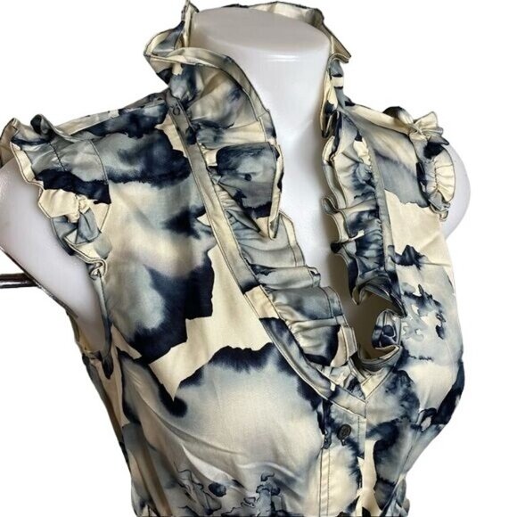 Magaschoni Collection Silk Floral Sleeveless Button Down Silk Dress Size s - Picture 6 of 10